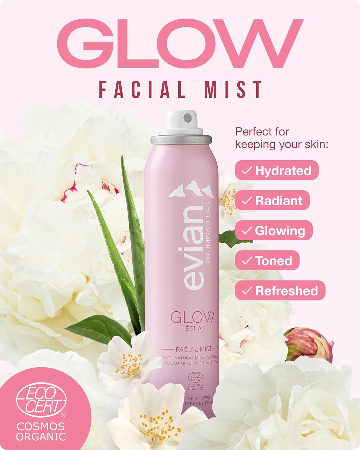 Evian Facial Spray - Hydrating Face Mist with Natural Mineral Water & Plant Extracts | 3.38 oz