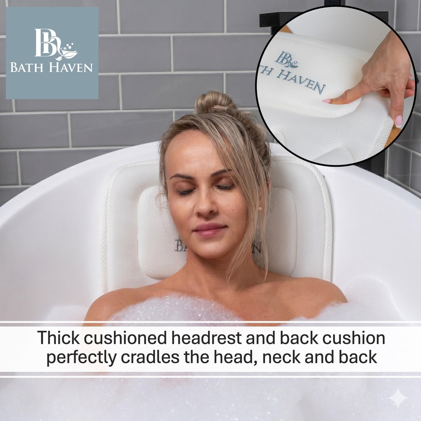 Bath Pillow for Tub, Full Body Bathtub Pillow and Mat for Head, Neck and Back Support, Relaxing Spa Cushion Head Rest and Mat for Tub Jacuzzi, Luxury Bathtub Accessories for Women and Men Quick Drying