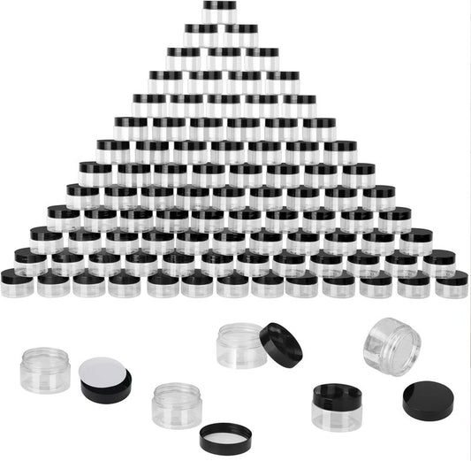 Transparent Plastic Jars - 110 Packs 2 OZ Body Butter & Cosmetic Containers | Black Lids for DIY Crafts, Kitchen Ingredients