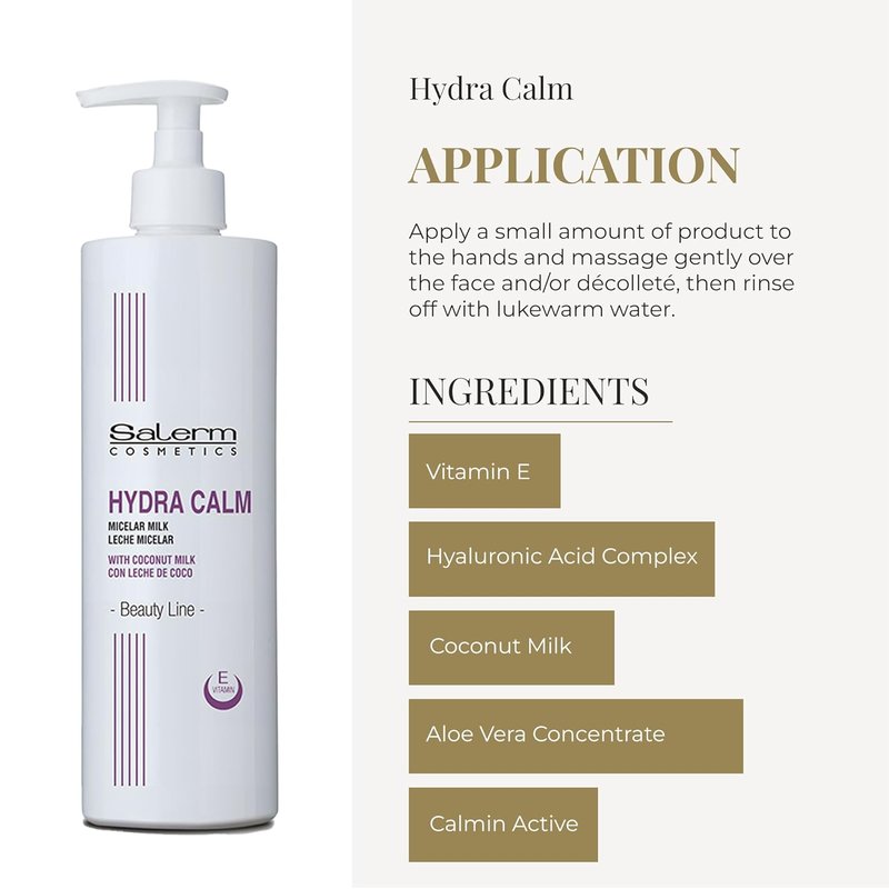 Salerm Facial Cleansing Milk - Hydra Calm for Sensitive Skin | 200 ml, Non-Irritating Makeup Remover