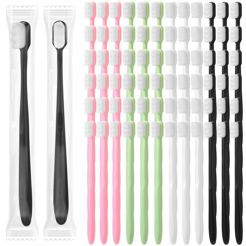 Tticai 80 Pcs 7" 4 Colors Extra Soft Toothbrush Bulk 20, 000 Soft Bristle Toothbrush Compact Micro Nano Toothbrushes Manual Comfort Toothbrush for Braces Sensitive Teeth Recession