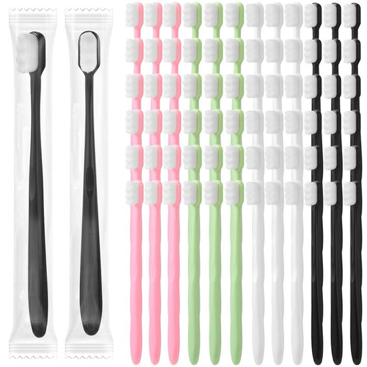 Tticai 80 Pcs 7" 4 Colors Extra Soft Toothbrush Bulk 20, 000 Soft Bristle Toothbrush Compact Micro Nano Toothbrushes Manual Comfort Toothbrush for Braces Sensitive Teeth Recession