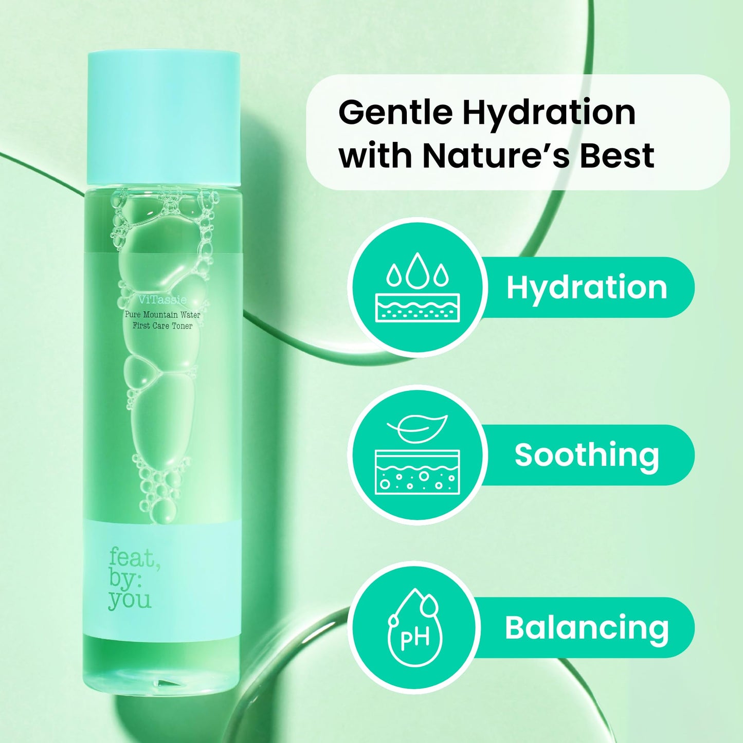 Feat By You ViTassie Pure Mountain Water First Care Toner - (5.41 FL OZ) Hydrating Toner for Face with Vitamin C & Hyaluronic Acid, Korean Skin Care Pore Minimizer Facial Toner, Vegan, Made in Korea