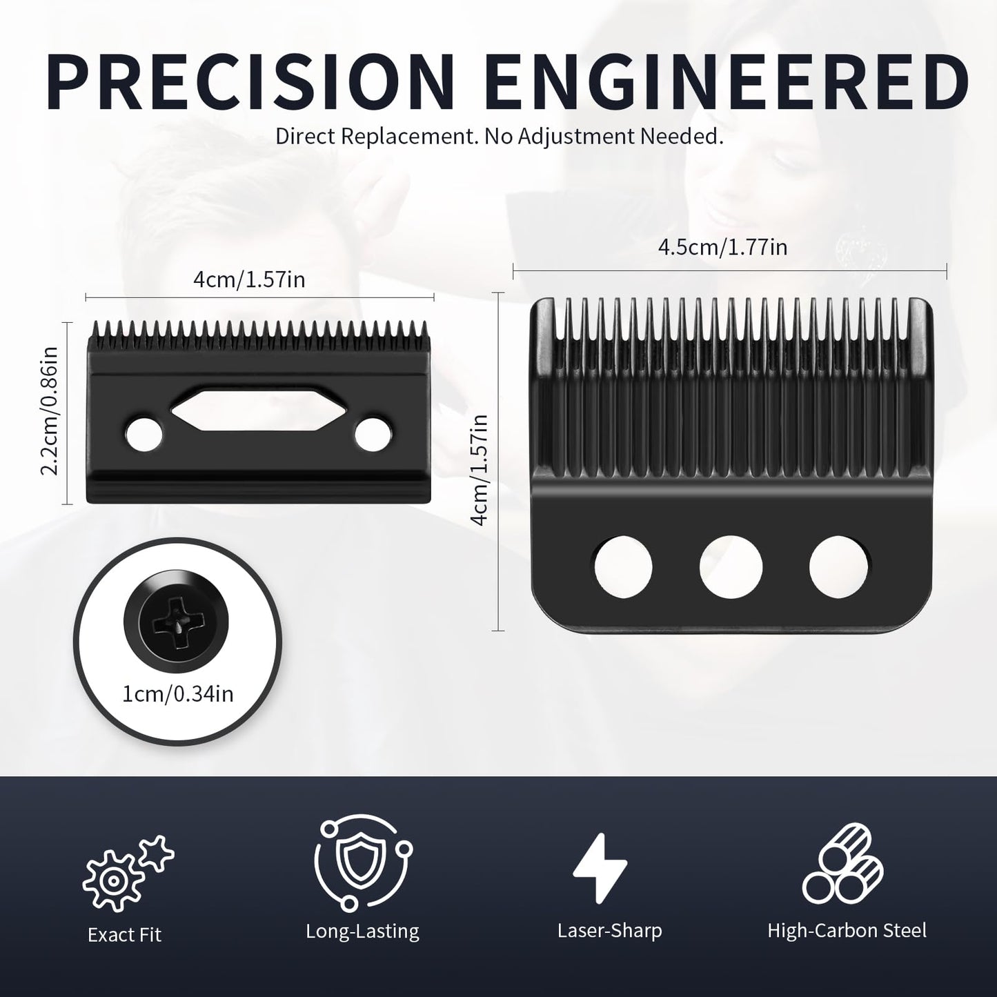 Professional 3 Hole Standard Clipper Replacement Blade Compatible with Designer, Senior, Cordless Designer, and Pilot clippers (Black) (3 Pack)