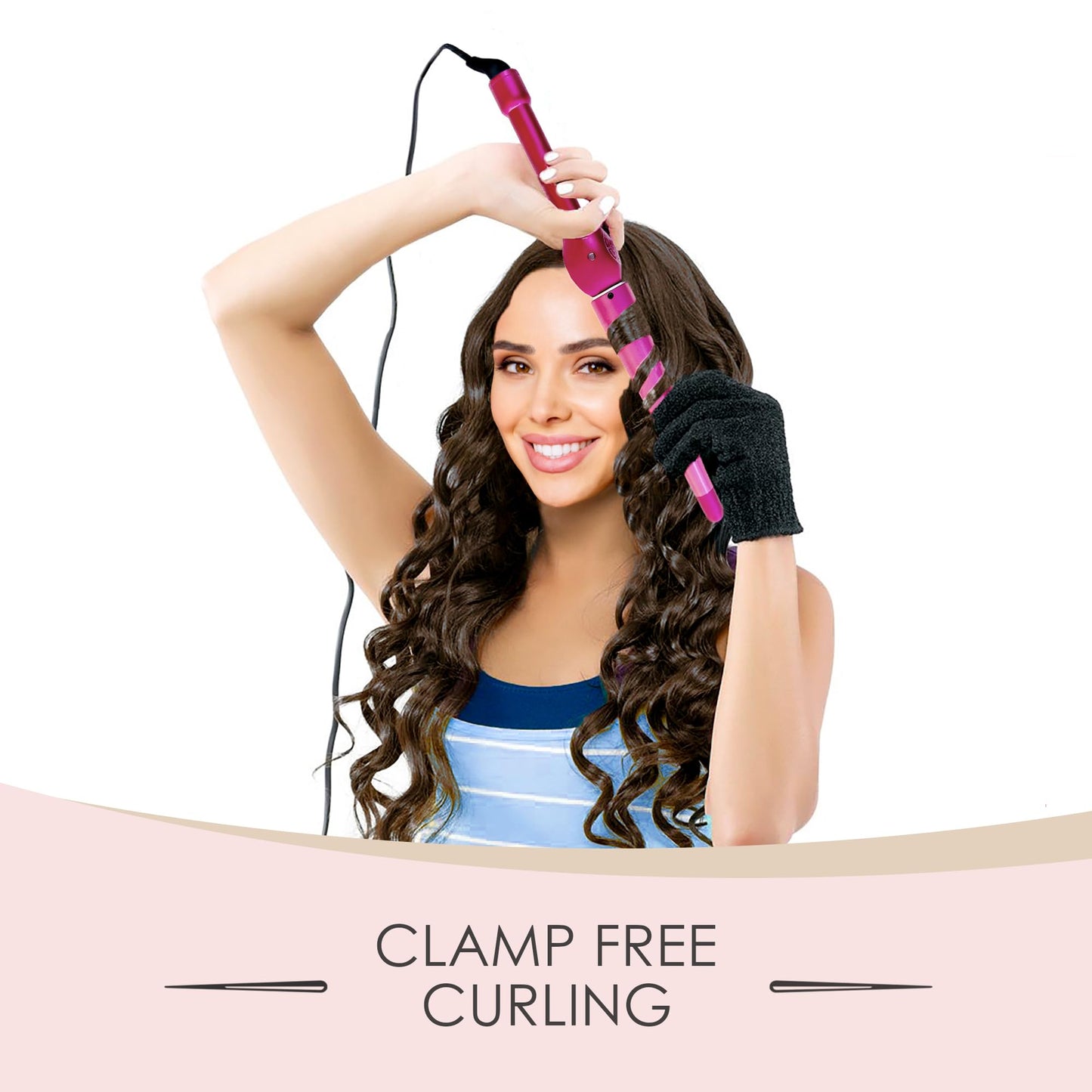 Mr Big Tapered Curling Wand – Long Barrel with Ceramic Coating for Long Hair – Conical Shape, 6 Heat Settings, Dual Voltage, Auto Off – Unique Taper from 2/3” to 1.25” Diameter