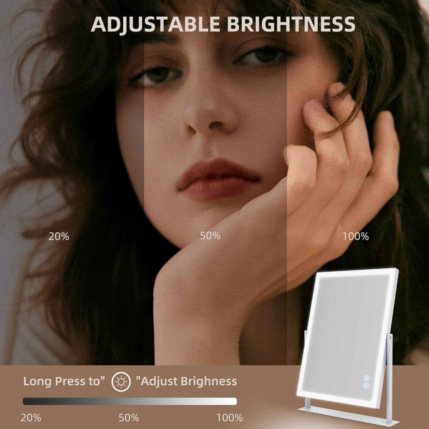 Hansong Vanity Mirror with Lights 11.8"x9.8" Lighted Makeup Mirror with Bluetooth Speaker Smart Touch Control LED Mirror with 3 Color Light Modes Detachable 10X Magnification and 360°Rotation