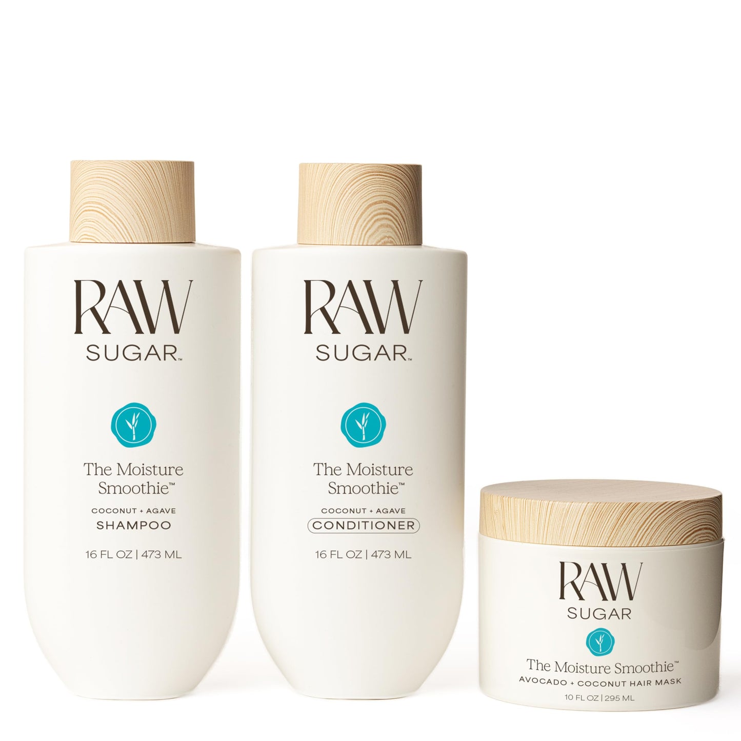 Raw Sugar The Moisture Smoothie Shampoo and Conditioner Set, Moisturize & Nourish Dry Hair, Bulk Shampoo and Conditioner with Coconut Oil, Agave & Sweet Almond Oil, No SLS/SLES & Parabens