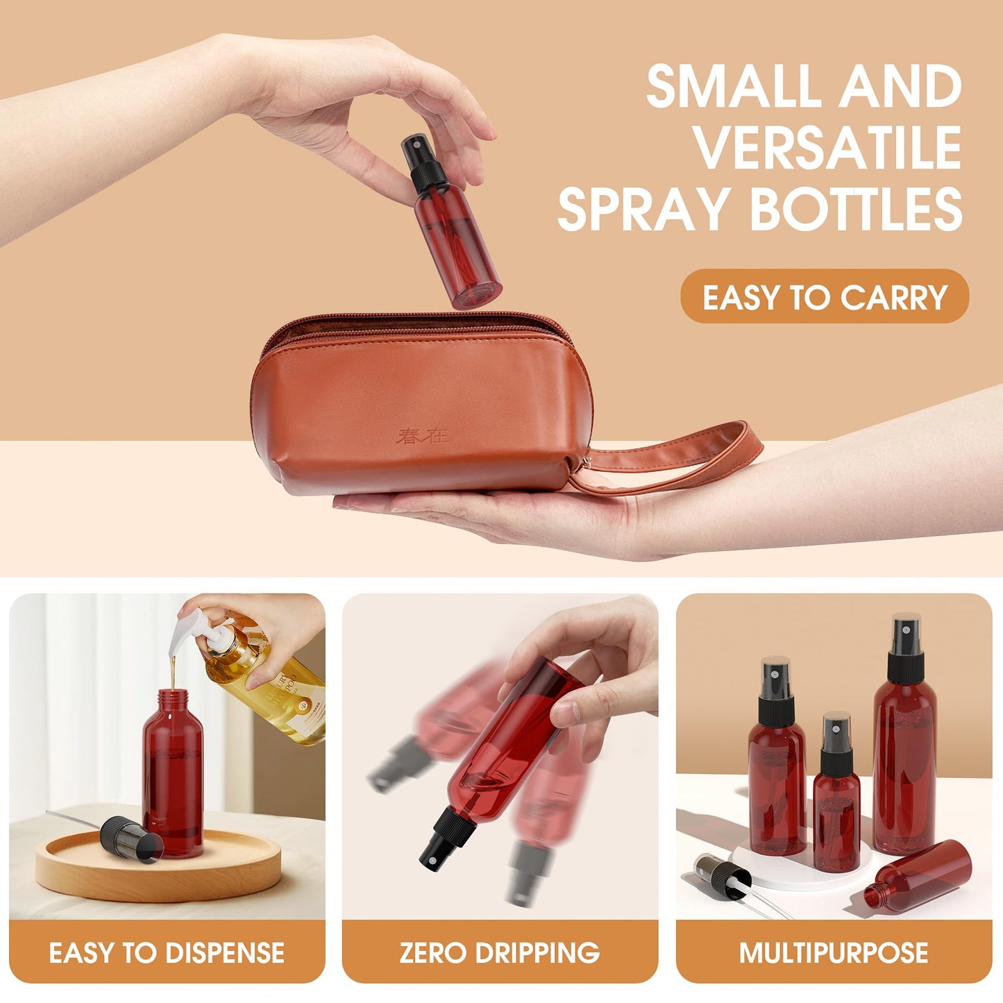 100Pack Small Spray Bottles 1oz, 30ml Travel Spray Bottle with Black Fine Mist Sprayer, Mini Empty Refillable Containers Portable Cosmetic Bottles for Plants, Cleaning, Misting & Skin Care-Red