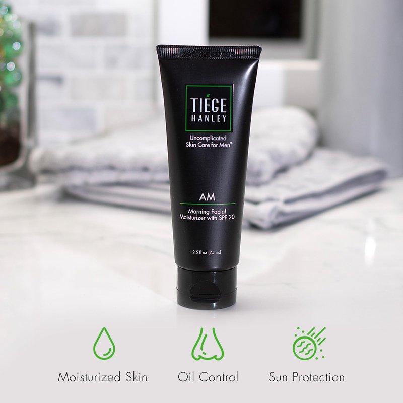 Tiege Hanley Mens Face Moisturizer, Morning Facial Moisturizer with SPF 20 - Men's Face & Skin Care Cream for Long-Lasting Hydration - Promotes Even Skin Tone, Safe for Sensitive Skin (2.5 Fl Oz) (AM)