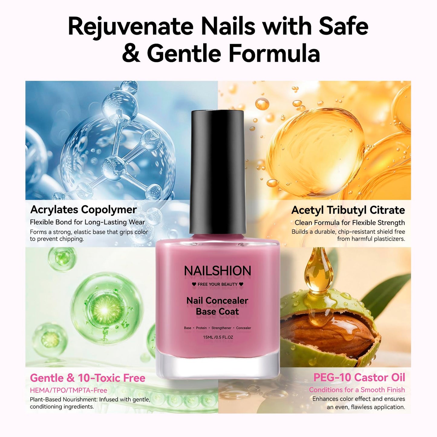 Nailshion Base Coat,Quick Air Dry