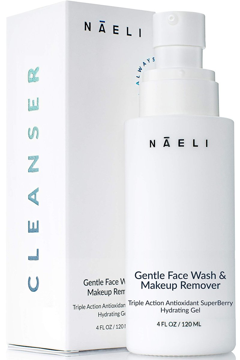 NAELI Gentle Face Cleanser - All Natural Anti Aging Vitamin C Face Wash for Sensitive & Dry Skin with Hyaluronic Acid & Antioxidants - Vegan & Cruelty Free, 4 oz