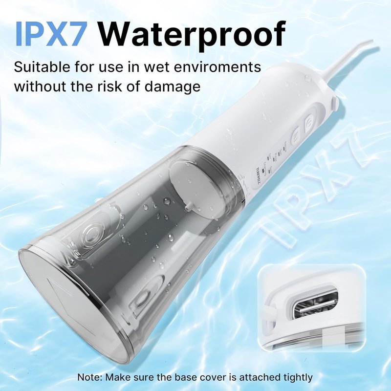 Water Dental Flosser - Portable Cordless Oral Irrigator with 5 Modes, 310 ML Capacity | IPX7 Waterproof, 4 Jet Tips, White