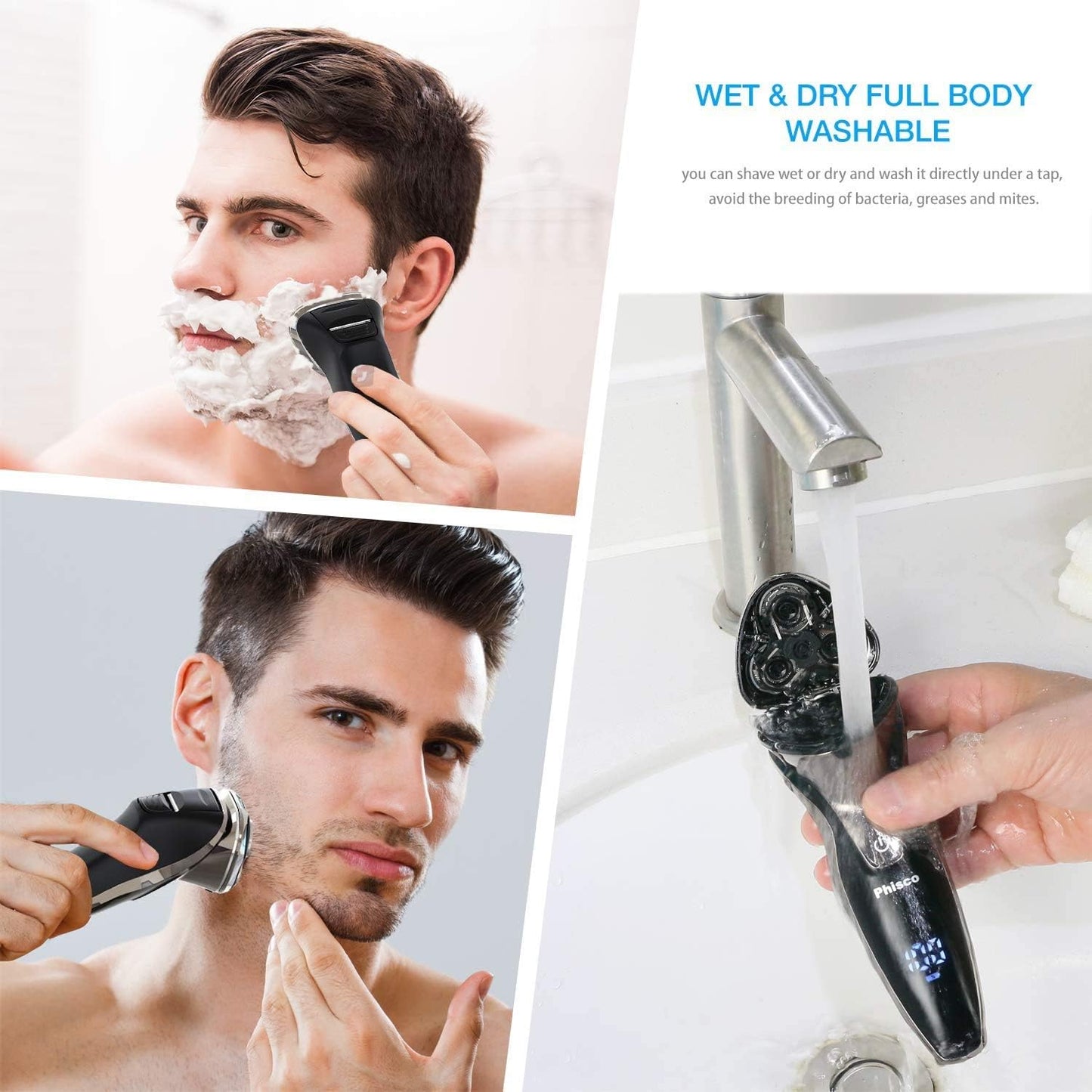 Electric Shaver for Men - Rechargeable Rotary Razor with Pop-Up Trimmer | Waterproof LED Display