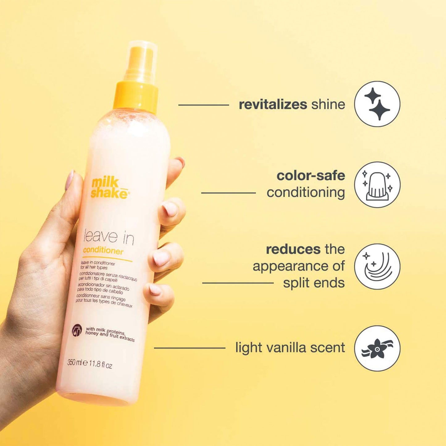 milk_shake Leave-in Conditioner for All Hair Types | Softens, Detangles & Adds Shine with Milk Proteins & Honey | 11.8 Fl Oz (350 ml)