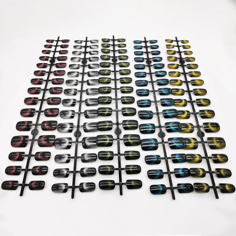RUNE&SUKYCES Cat eye 150pcs 5 colors press on nails short,nail tips square,acrylic nail kit,fake nails,nails press ons,nail supplies,press ons,summer nails,nail kit acrylic set
