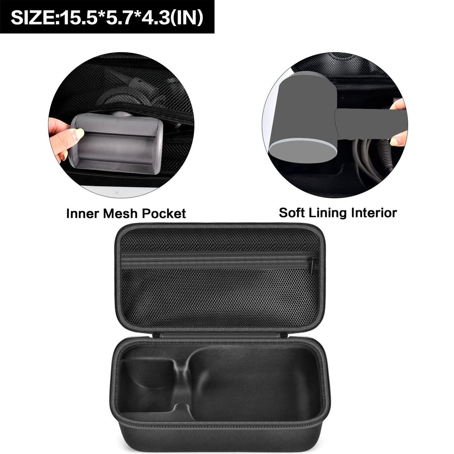 ANKHOH Case Holder for Dyson Supersonic Hair Dryer, Blow Dryer Storage Bag for Dyson Supersonic Limited Gift Set Edition and Accessories,Box Only-Full Black