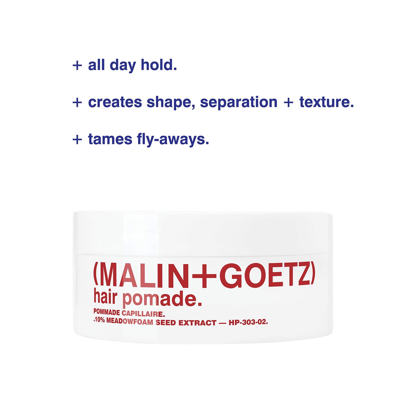 MALIN+GOETZ Hair Pomade | Firm Hold Styling for Volume, Shape & Texture | Beeswax, Meadowfoam, Cannabis & Soybean Oils | Tames Flyaways + Smooths Ends | Vegetarian + Cruelty-Free (2 oz)