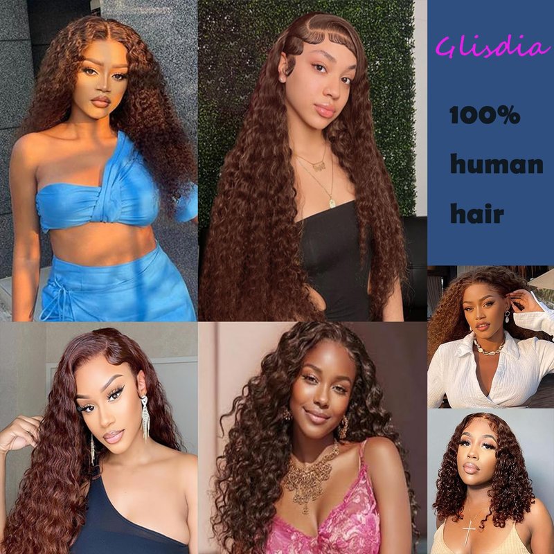 Brown Water Wave 2x6 Lace Closure Top Swiss Lace Water Wave 100% Unprocessed Remy Human Hair Deep Middle Part Curly Closure With Baby Hair Color 4 Chestnut Brown 14 Inch