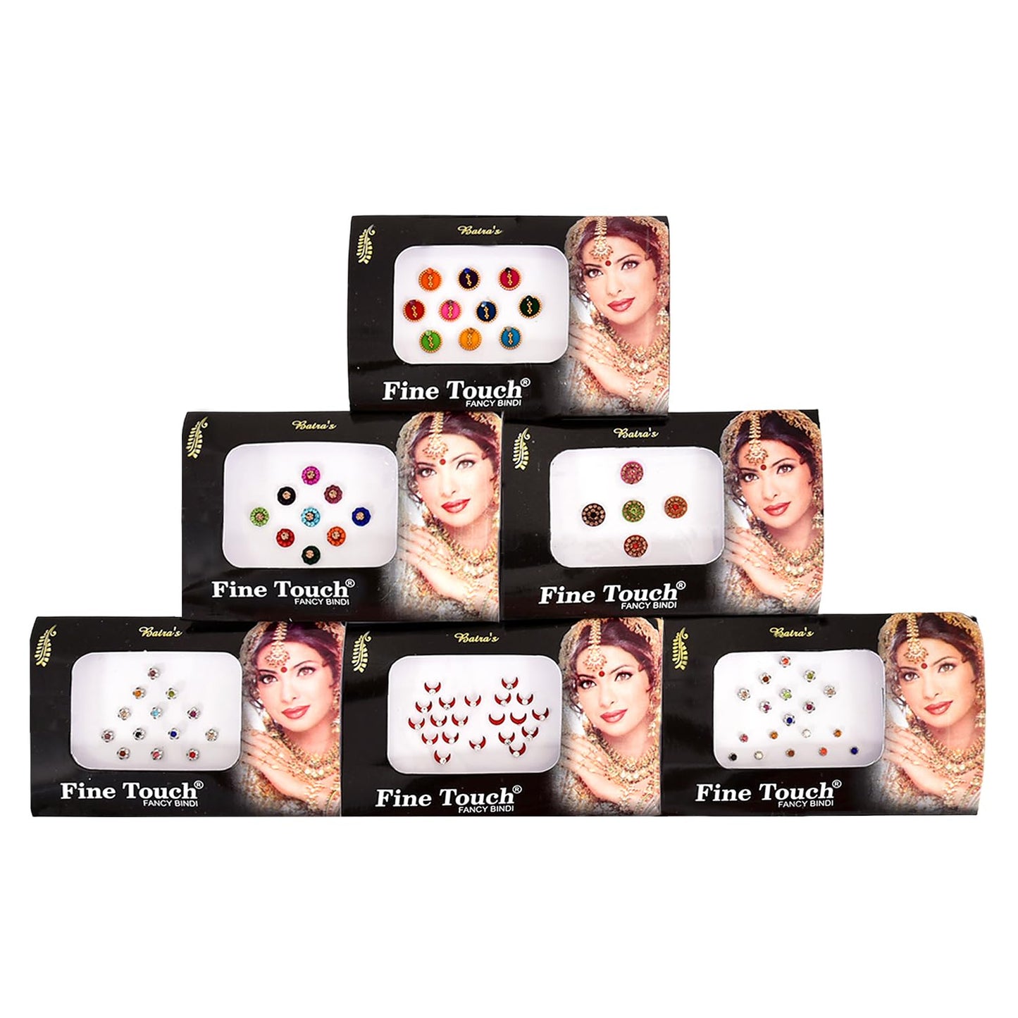 6 Packs- 42 Self-Adhesive Bindis Small to Long Forehead Tika