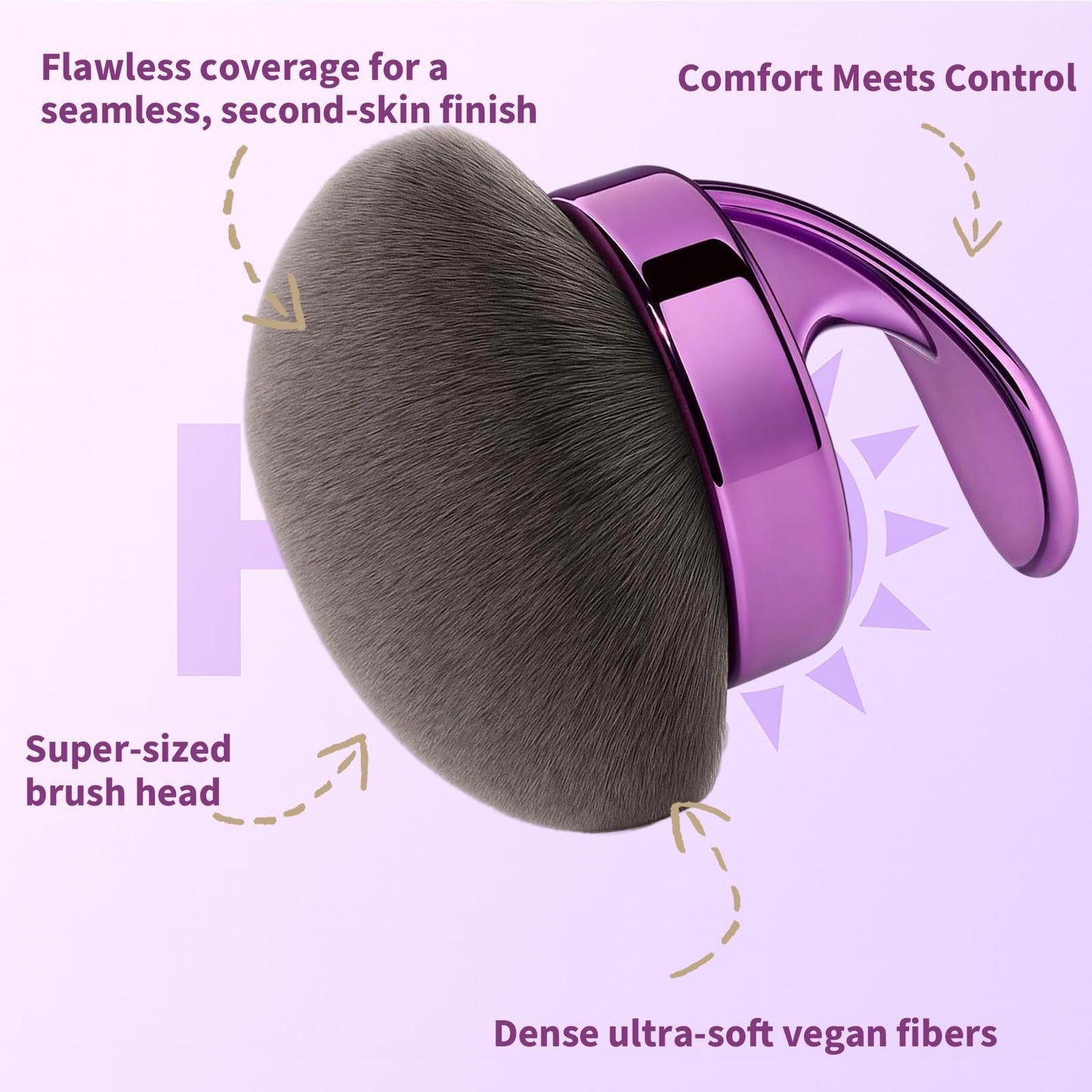 Blend & Blur Ultra Large Body Makeup Brush For Self Tanner, 5.11inch Wide-headed Kabuki Brush, Leg Makeup &Bronzer Self Tan Applicator Provides Effortless Pretty Finish, Blending Applicator- Purple