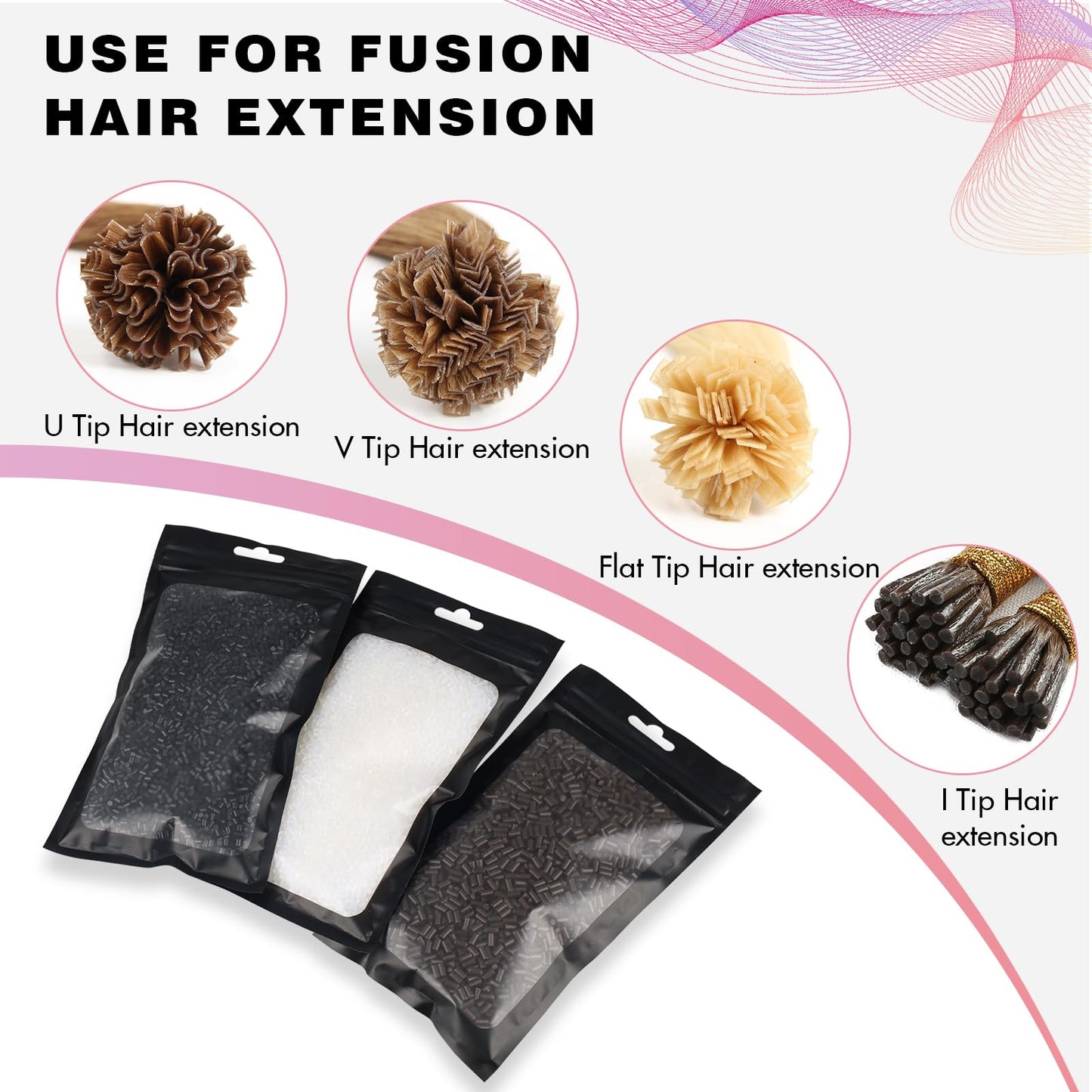 GlamorDove Italian Keratin Glue 100g Hair Extension Beads for Hair Extension Fusion Keratin Glue Beads Making Wig Tool Fusion I Tip Hair Extensions