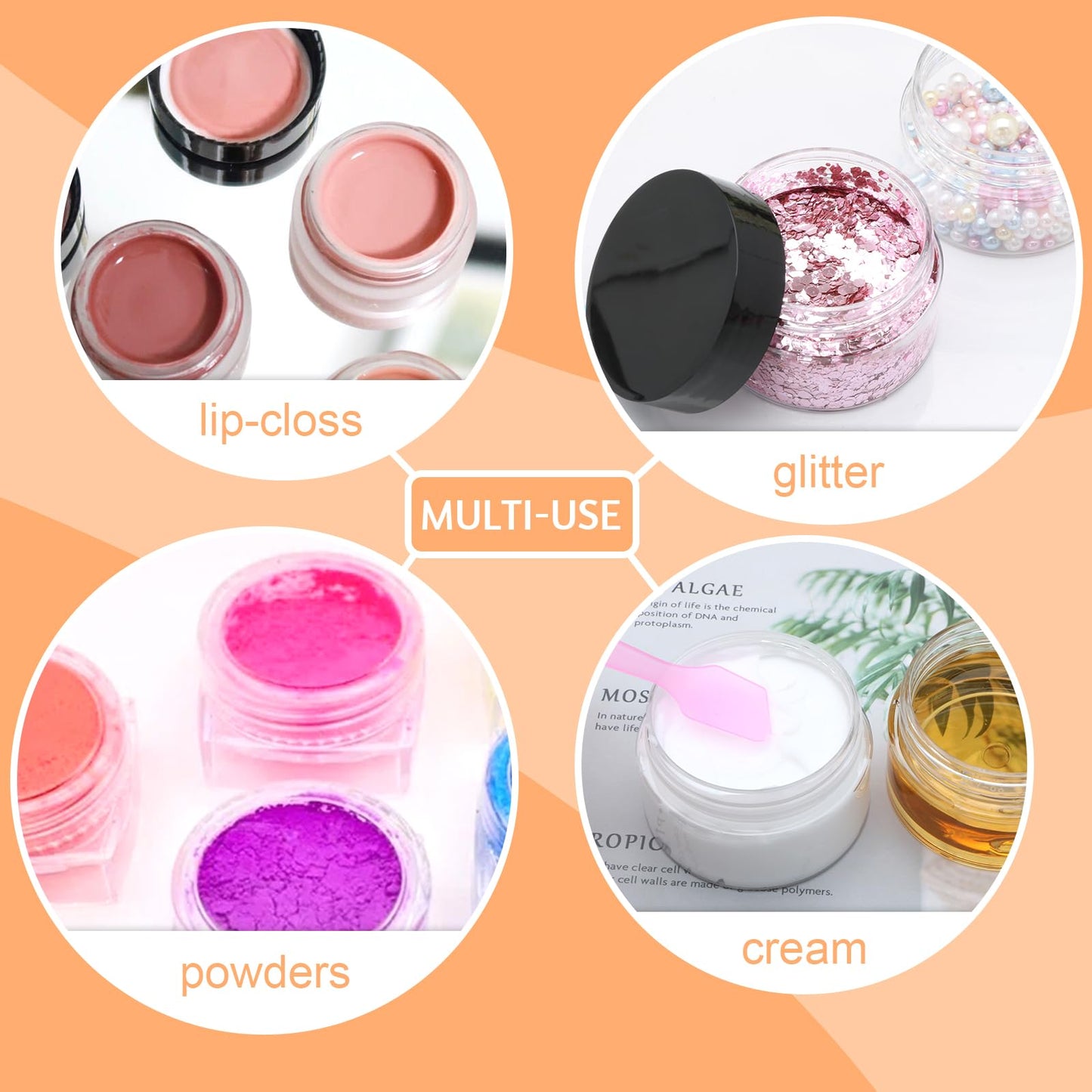 54 Pack 4oz Plastic Containers with Lids, Jars with Lids, Great for storing,lip balms, creams, ointments, cosmetics, samples