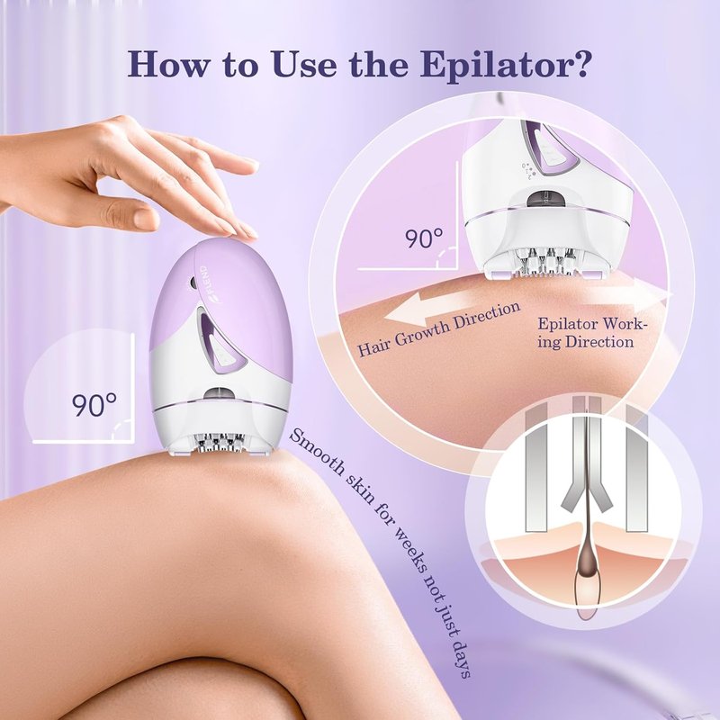 Painless Smooth Glide Epilator - Cordless 2-Speed Hair Removal Device for Women | Facial, Legs, Bikini Area