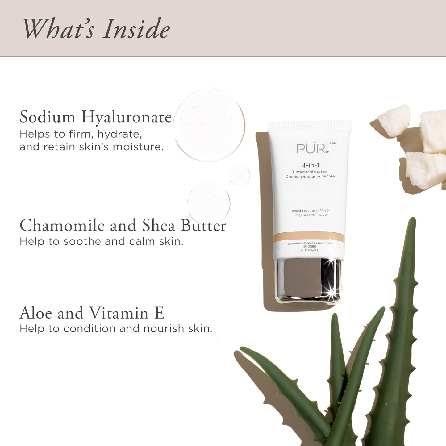 PÜR MINERALS 4-in-1 Tinted Moisturizer With SPF 20 - Hydrating Face Moisturizer, Primer, & Foundation With Shea Butter, Aloe Vera & Vitamin B3 - Vegan Friendly - Free of Paraben, Gluten & BPA