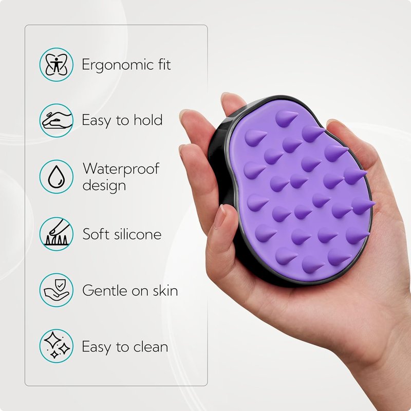 HEETA Hair Scalp Massager Shampoo Brush - Soft Silicone Bristles for Dandruff Removal | Waterproof, 2 Pack (Green & Black)