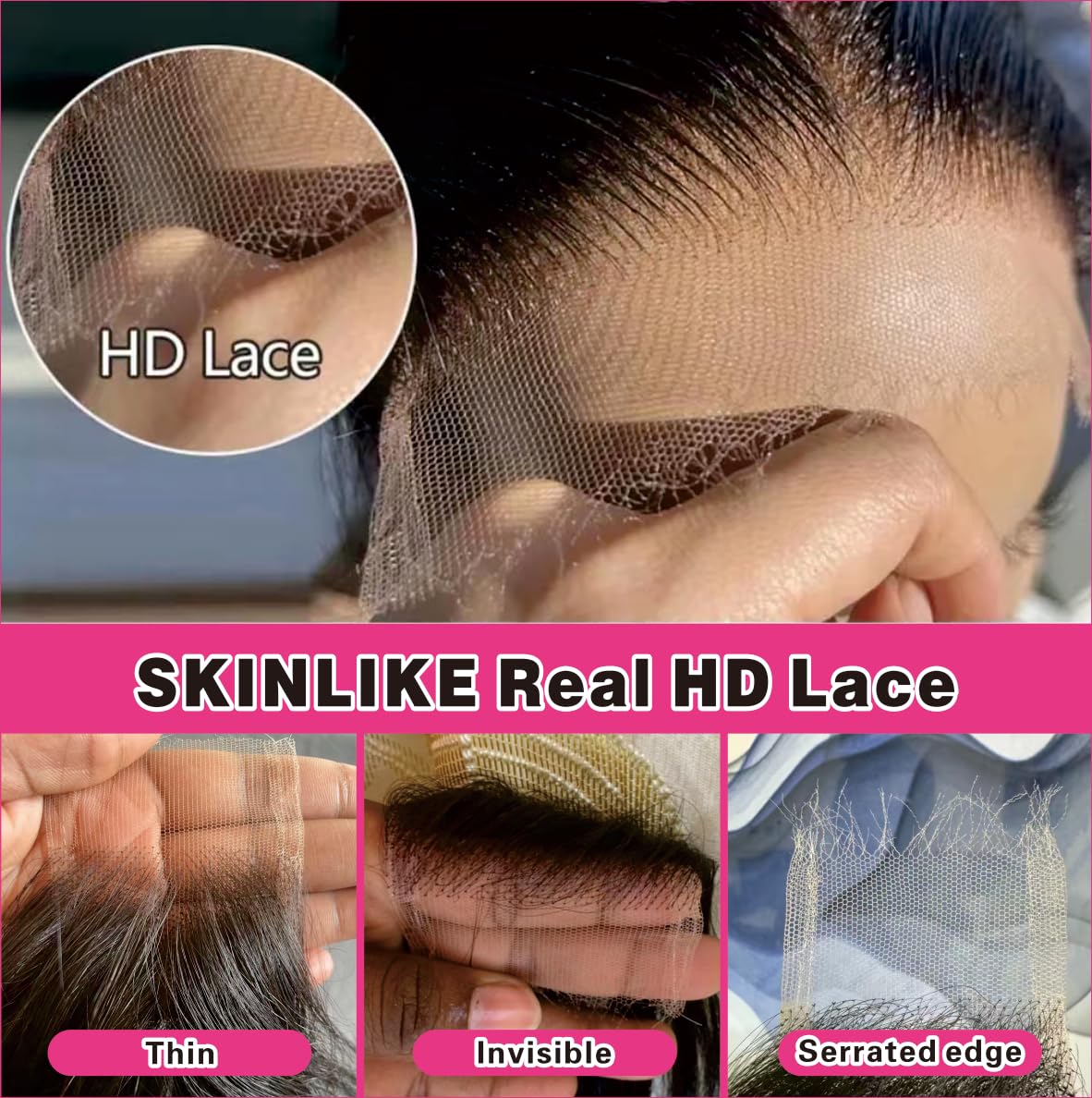 NIKISS 2x6 HD Lace Closure - Ultra-Thin Invisible Body Wave Human Hair | 16 Inch, Pre-Plucked, Bleached Knots