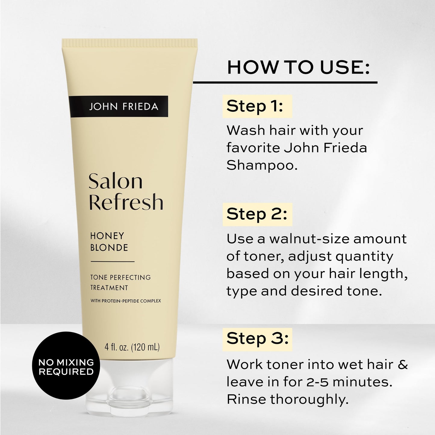 John Frieda Salon Blonde Honey Tone Perfecting Treatment with Protein-Peptide Complex, Hair Toner, Toner for Blonde Hair 4 fl oz