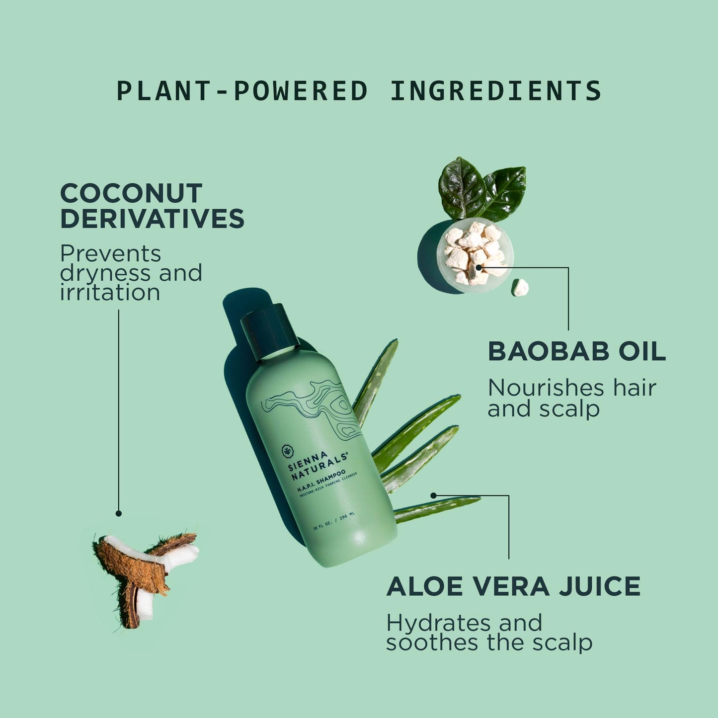 Sienna Naturals - HAPI Shampoo - Hydrating Cleanser - Vegan - 10 Fl Oz