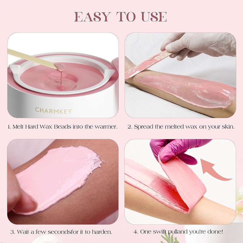 Hair Removal Waxing Kit - Digital Display Wax Warmer for Face, Eyebrow, Bikini & Body | 200g Hard Wax Beads & Silicone Bowl