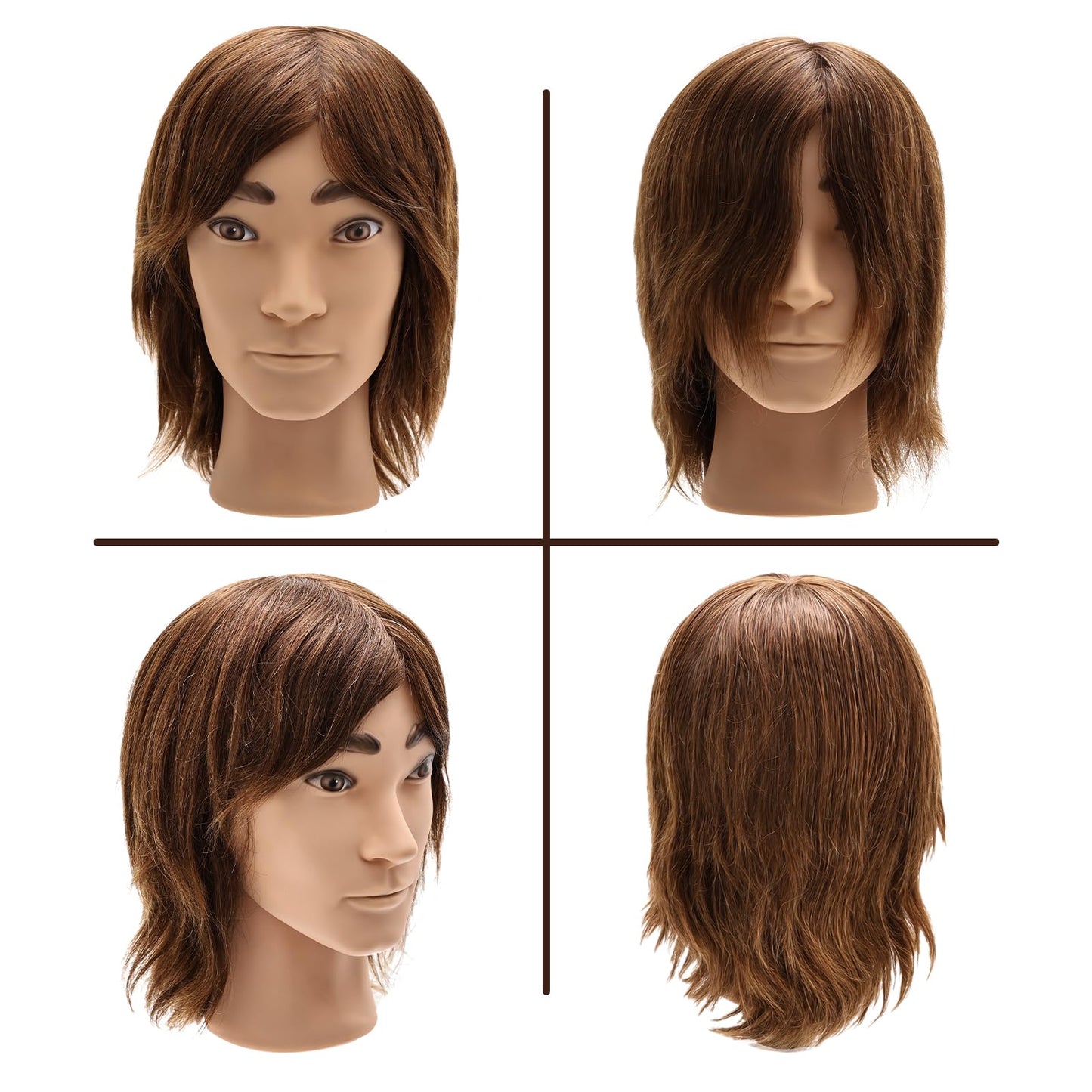 Barber Mannequin Head Male, Mannequin Head Human Hair for Practicing Haircut, Cosmetology Mannequin Head with 100% Human Hair