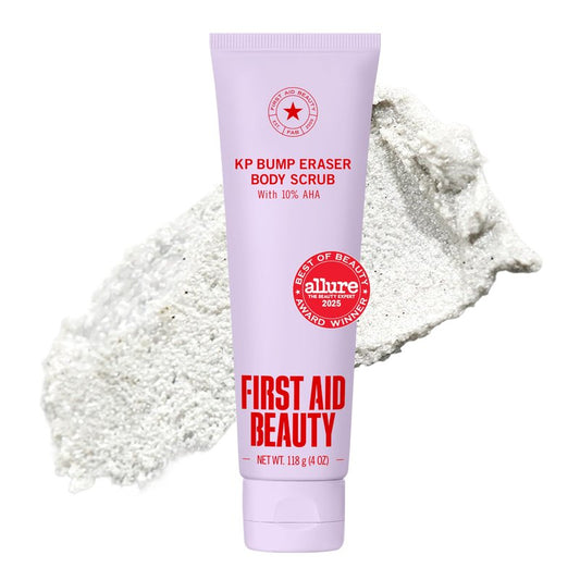 First Aid Beauty - KP Bump Eraser Body Scrub with 10% AHA, Keratosis Pilaris Skin Exfoliater with Glycolic and Lactic acids, Helps Reduce Chicken Skin Bumps, Safe for Sensitive Skin, 4 oz
