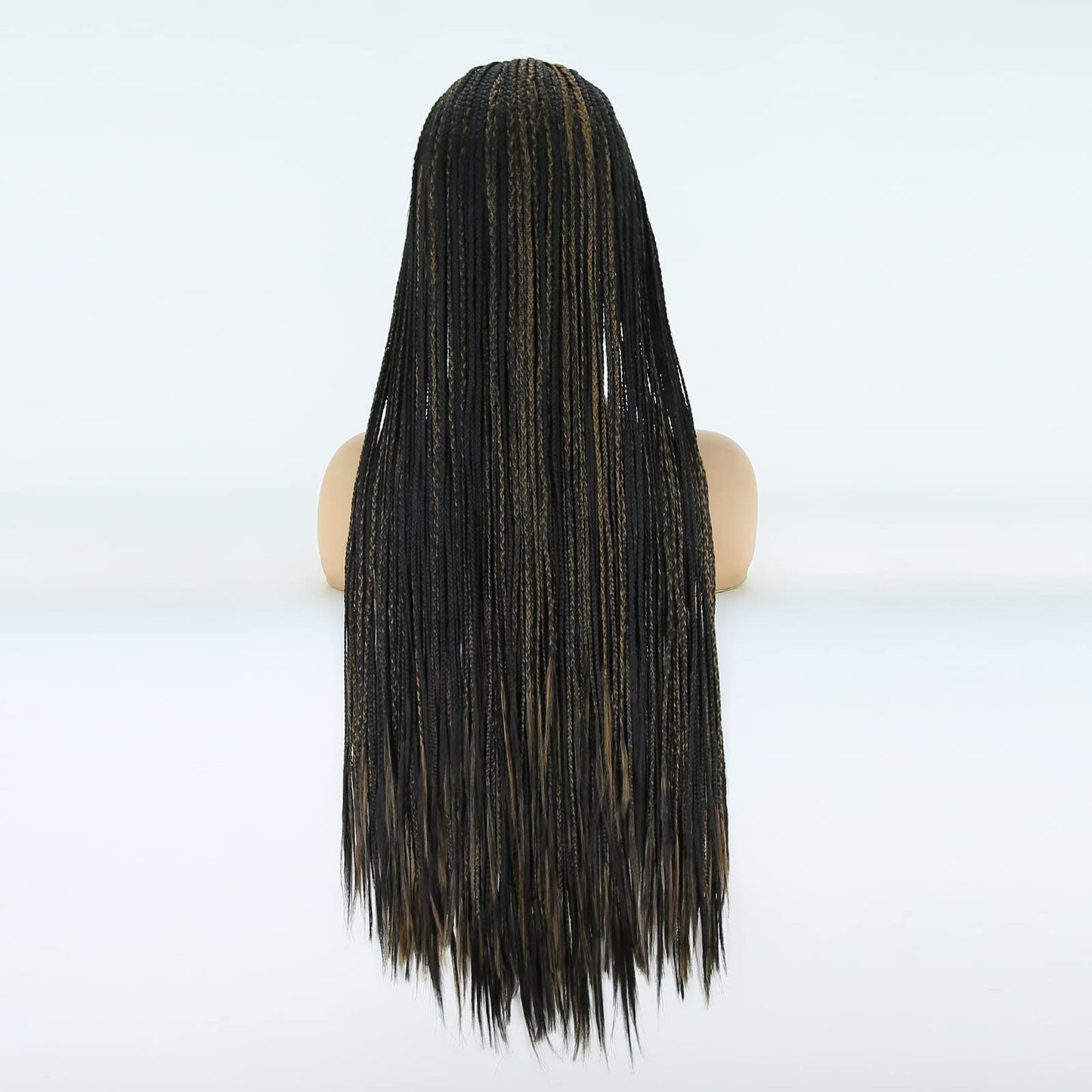 BTWTRY Orange Highlight Yellow Box Braided Wigs Synthetic Lace Front Wigs for Black Women Heat Resistant Wig Daily Use Cosplay Wigs (24inch, Orange Highlight Yellow)