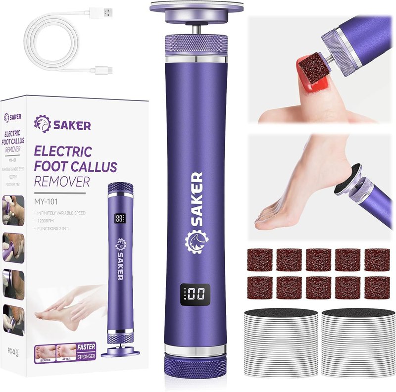Electric Foot Callus Remover - Rechargeable Pedicure Tool with 12 Speeds & 70 Sandpapers | For Men & Women