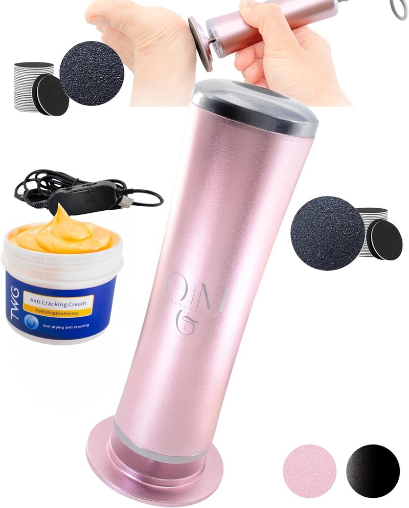 Electric Callus Remover - Professional Rechargeable Foot File with Extra Roller Heads & Moisturizing Cream | High-Speed Pedicure Tool for Cracked Heels