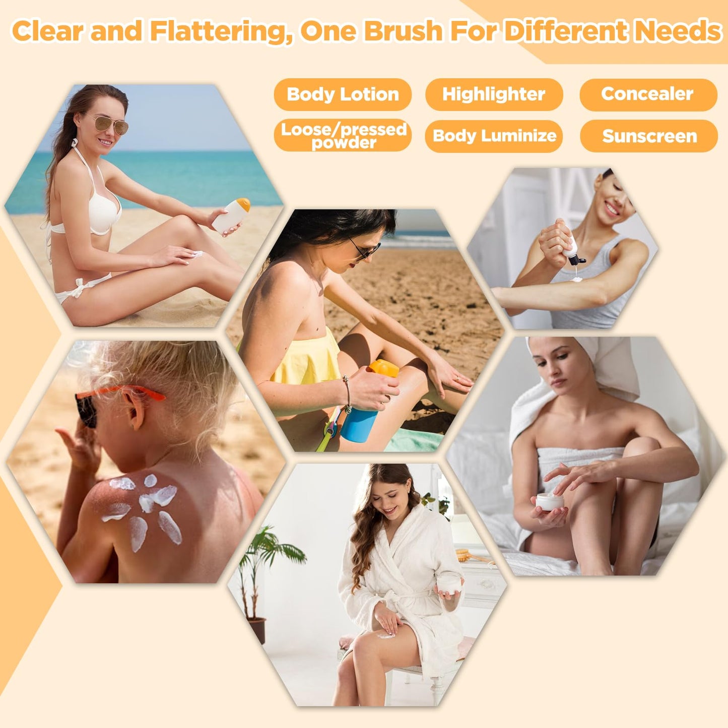 Self Tanner Brush,Body Makeup Brush, Kabuki Brush for Face and Body,Self Tanning Applicator for Leg Makeup,Bronzer,Lotion,Cream and Powder,Vegan Synthetic Bristles with Travel Case.Rose Gold