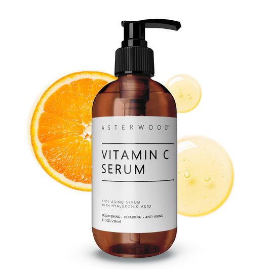 Asterwood Vitamin C Face Serum – with Hyaluronic Acid – Smoothing, Hydrating, Helps Support Healthy-Looking Skin Smoothness – Fragrance-Free – 8 Fl Oz
