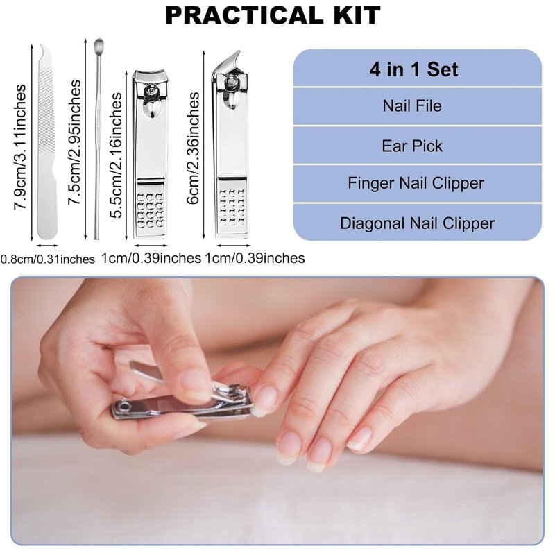 24 Sets Travel Manicure Set Professional Nail Clipper Kit Bulk,4 in 1 Adult Stainless Steel Travel Manicure Kit with Case Individually Wrapped Nail Clippers Bulk for Homeless,Hotel,Charity(4 Colors)