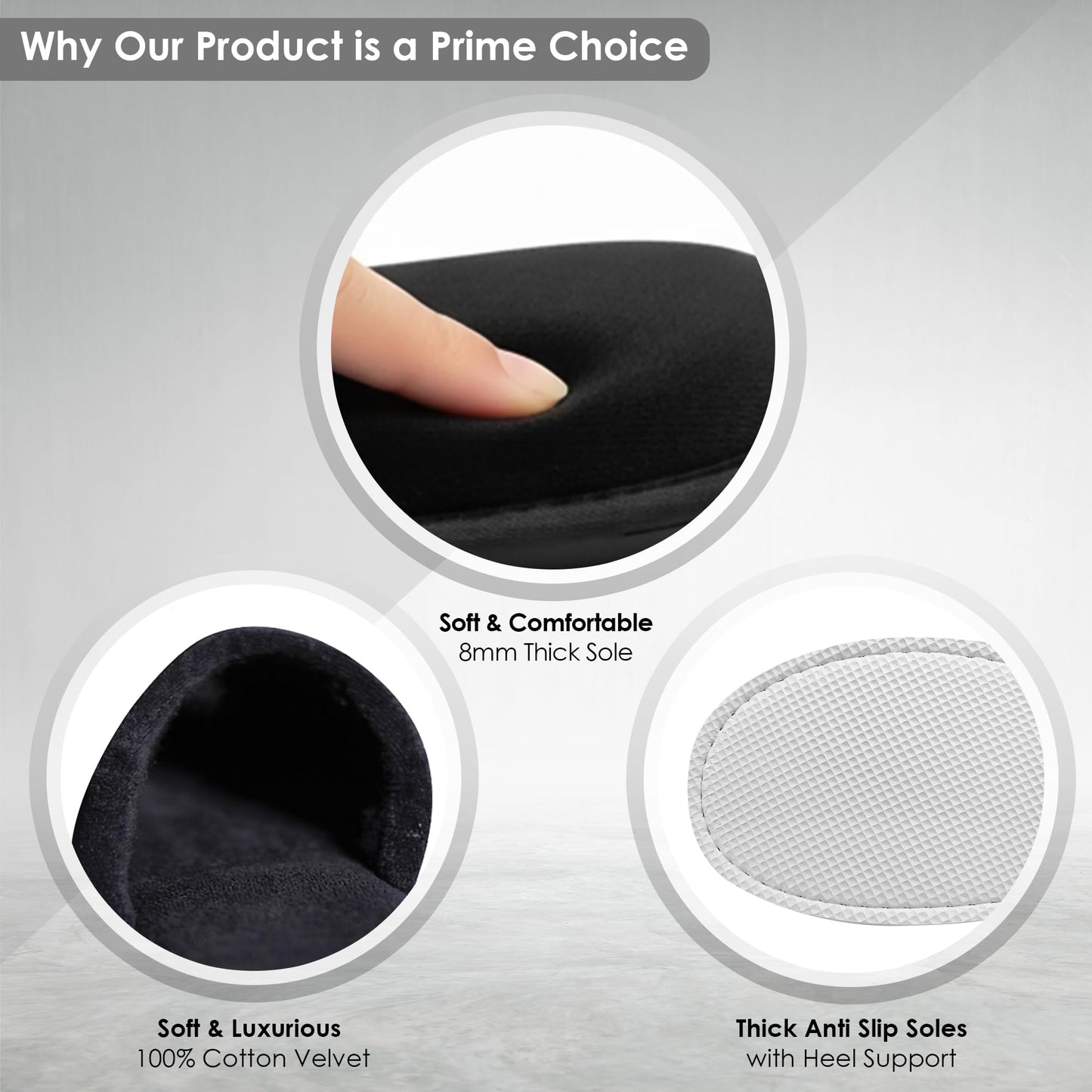 Modlux Spa Slippers - 12 Pairs of Cotton Velvet Closed Toe Hotel Slippers – Thick, Soft, Non-Slip, Disposable Slippers for Guests– 6 Medium and 6 Large - Home, Hotel, or Commercial Use