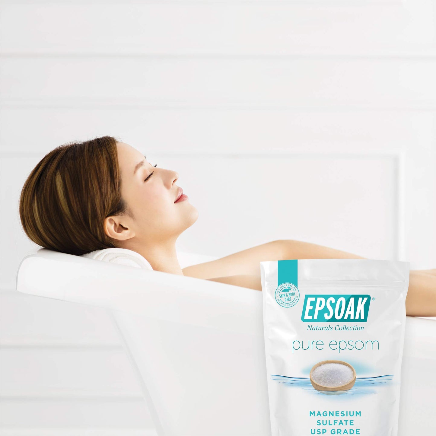 Epsoak Epsom Salt 12 lb. Magnesium Sulfate USP. (Qty. 6 x 2 lb. Bags) Resealable Epsom Salt Bag Unscented, Made in The USA, Cruelty-Free Certified