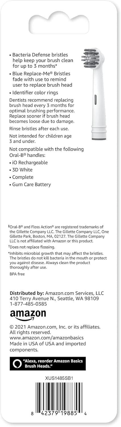 Braun Electric Toothbrush Replacement Brush Heads - Floss-Like Bristles for Plaque Removal | 3 Count, White