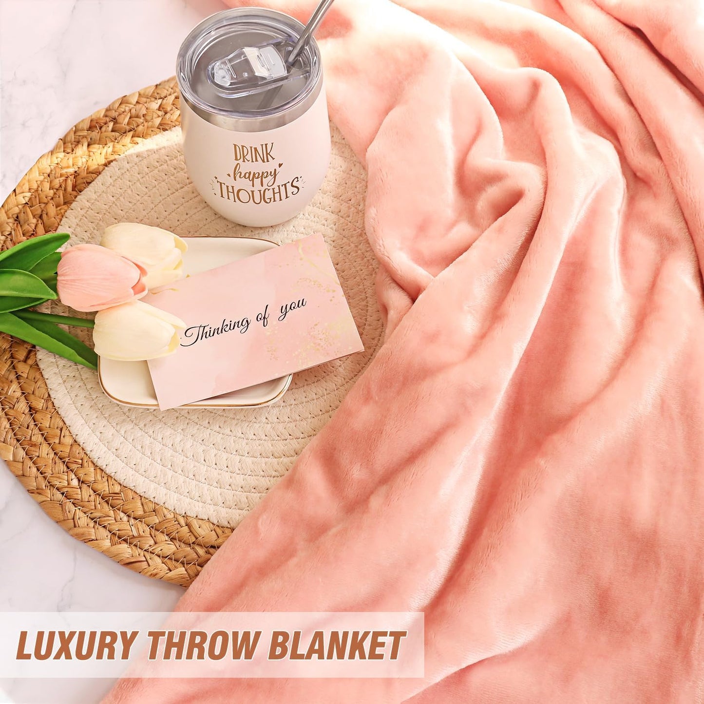 Unique Birthday Gift Basket for Women - Self-Care Package with Luxury Flannel Blanket | Perfect for Mom, Sister, or Best Friend