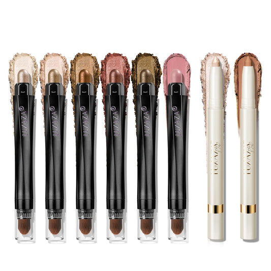 LUXAZA PRO Cream Eye Shadow Eyeliner Makeup Sticks, Highlighter Brightener Pencil Classic-A003 + Multi-use-S1M2