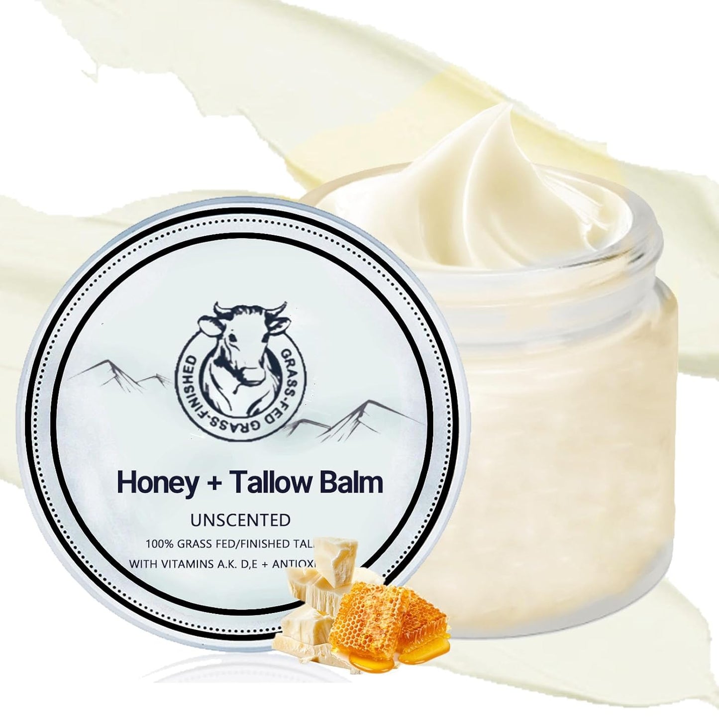 Grass Fed Honey Tallow Balm - Organic Moisturizing Cream for Smooth Skin | Face & Body Use