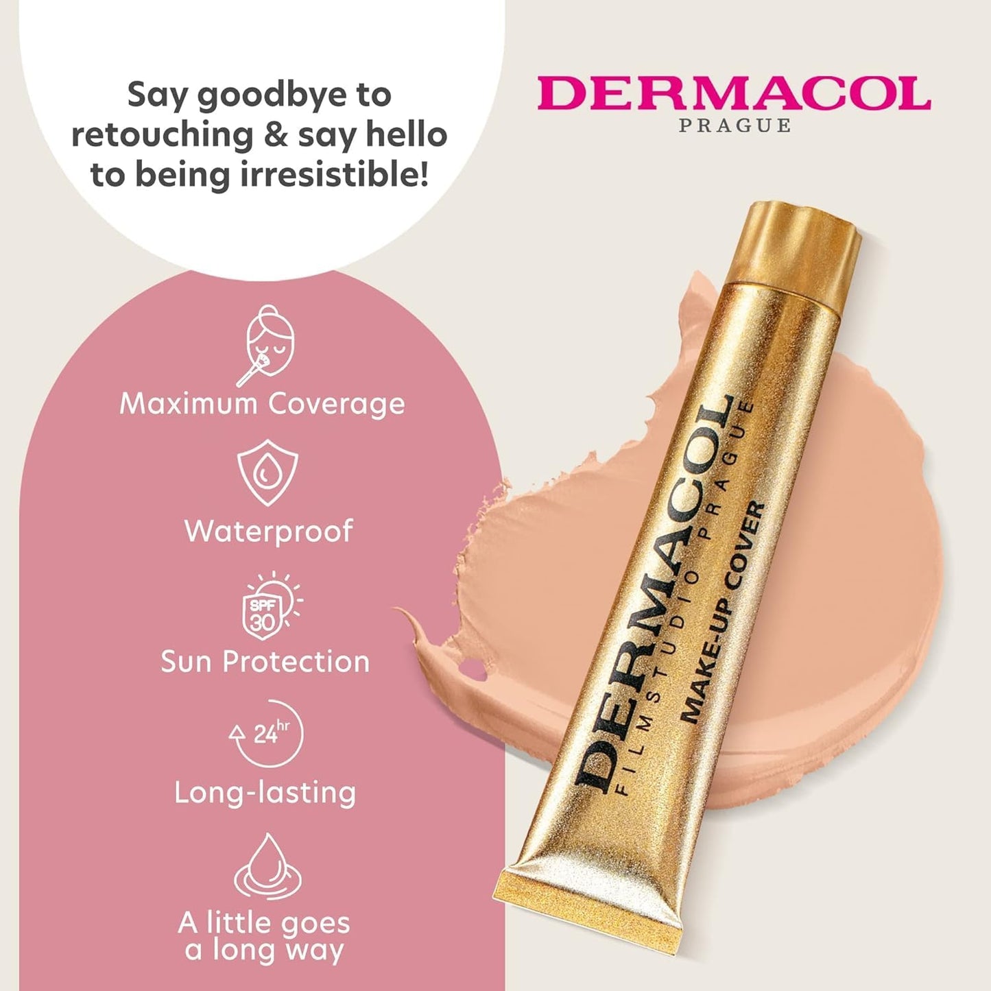 Dermacol - Mini Full Coverage Foundation 13g, Liquid Makeup Matte Foundation with SPF 30, Waterproof Foundation for Oily Skin, Acne, & Under Eye Bags, Long-Lasting Makeup Products