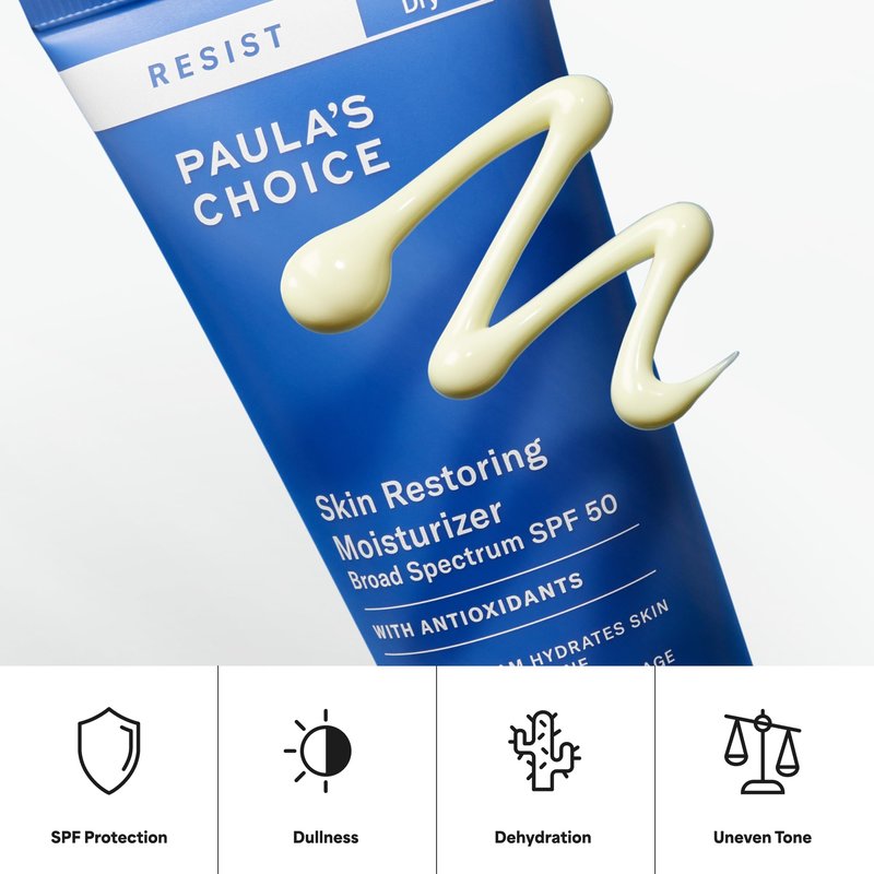 Paula's Choice RESIST Skin Restoring Moisturizer SPF 50, UVA & UVB Protection, Shea Butter & Niacinamide, Anti-Aging Sunscreen for Dry Skin, 2oz