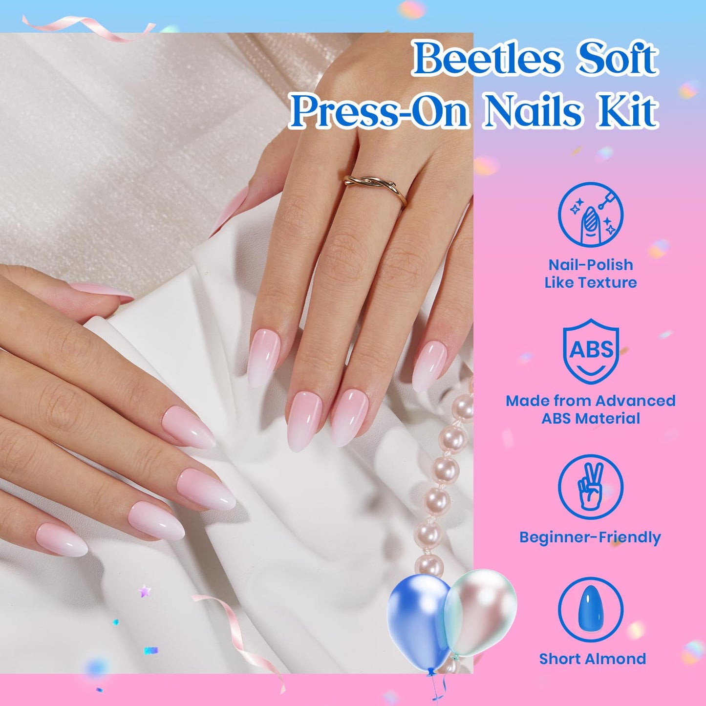Beetles Press on Nails Kit 720Pcs 24 Colors, Short Almond Press on Nail Glossy Matte Glitter with Nail Glue & Nail Tabs Stickers, Natural Fit Lightweight Fake Nails Kit Art for Women Girls